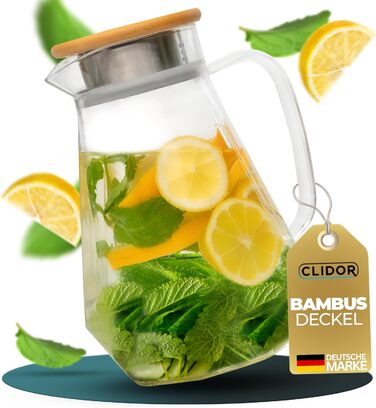Скляна карафка Clidor Elisa, 1,5 л, з кришкою, для гарячих та холодних напоїв, з некраплевим носиком