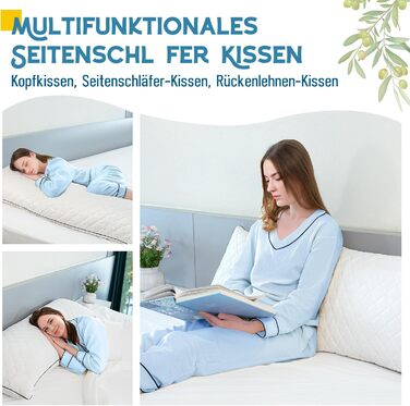 Подушка для сну на все тіло AS AWESLING з ефектом пам'яті (Memory Foam), біла, 160 x 50 см, з чохлом для підтримки бокового сну