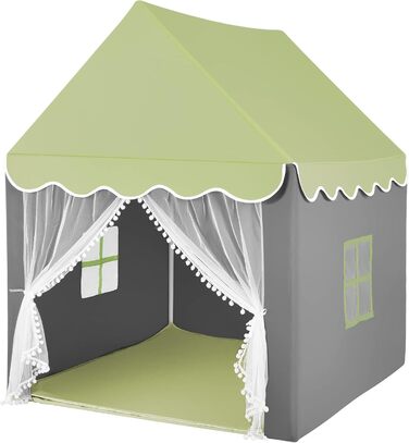 Дитячий намет HOMASIS для гри в приміщенні, ігровий будиночок з килимком, зірками та вікнами, з подвійним занавісом, намет для дівчаток та хлопчиків, намет- tipi (зелений)