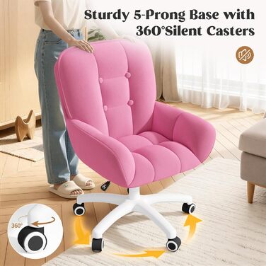 Ергономічне крісло 2-в-1 для дому та офісу, обшите велюром, поворотне на 360°, регульоване по висоті (без подушки, червоне)