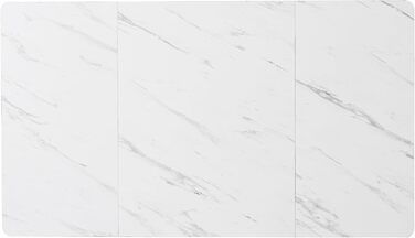 Обідній стіл Merax 140x80 см з імітацією мармуру, для 4-6 осіб, металевий каркас, регульовані ніжки, білий/чорний