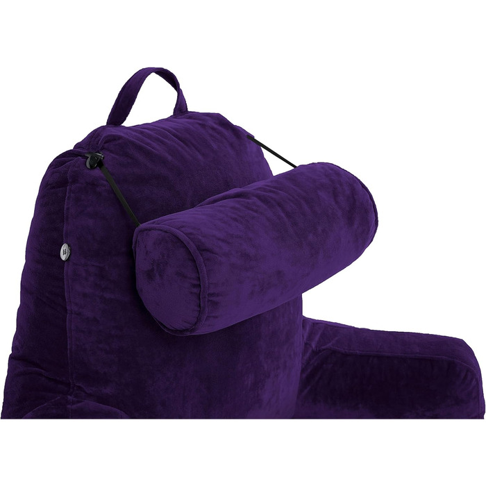 Подушка для чоловіків з підлокітниками - сіра, для читання та відпочинку в ліжку. Преміум піна з ефектом пам'яті, знімна подушка для шиї на еластичному шнурі.