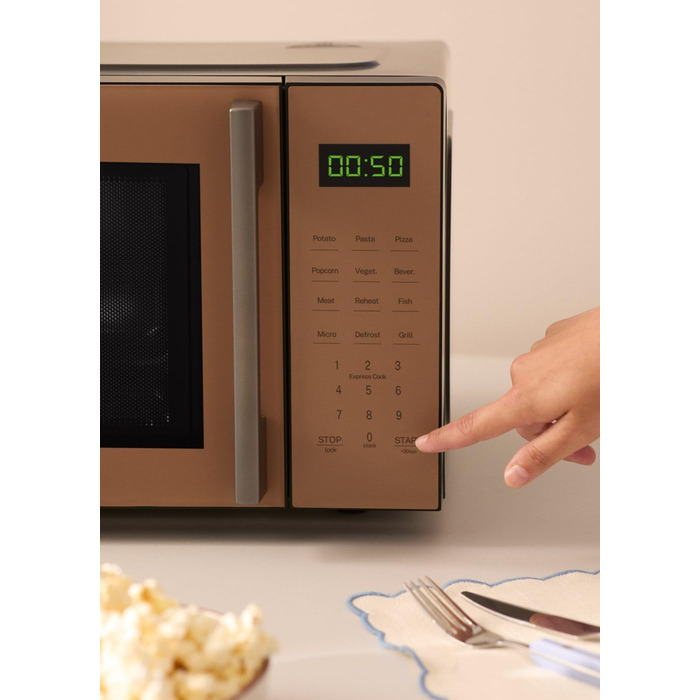 Мікрохвильова піч з грилем Microwave Studio Mokka, 20 л, ретро-стиль, 900 Вт, LCD-дисплей