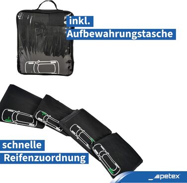 Набір рефлекторних кишень PETEX Premium чорного кольору, різні розміри (L Ø 660 mm)