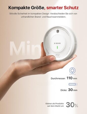 X-Sense Детектор диму розумний Wi-Fi з магнітною кріпленням, мережевий, з базою SBS50, функція App, сумісний з Home Assistant, змінна батарея, XS0D-MR61 (1 шт.)