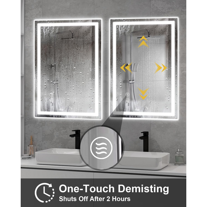 Дзеркало для ванної кімнати Habison з підсвічуванням LED, 50x70 см, сенсорне керування, регулювання яскравості, 3 колірні температури, функція пам'яті, антизапар, без Bluetooth