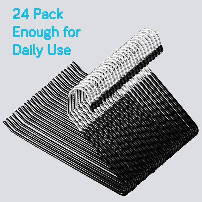 IPOW 24 шт. міцні вішалки для одягу з відкритим кінцем, металеві, для джинсів, економія місця, антикорозійні, з гумовим покриттям, легко ковзають