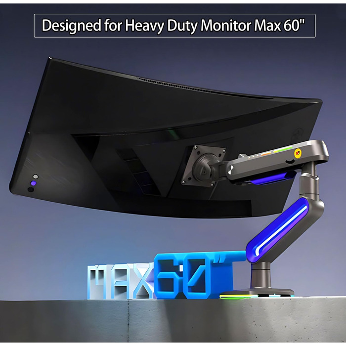 Кріплення для монітора NB Ergonomic RGB, сумісне з моніторами 32-60 дюймів, вантажопідйомність до 20 кг, VESA 75/100 мм (фіолетовий)