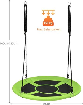 Шоукель DREAMADE для саду: регульована висота, φ100 см, до 150 кг, для дітей та дорослих (зелений)
