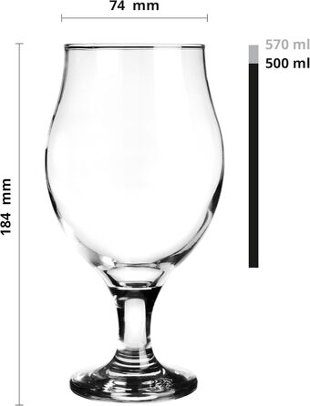 Набір келихів для пива Glasmark KROSNO 1992 Biertulpen 6 шт по 500 мл для Pils, Stout, коктейлів - для посудомийної машини