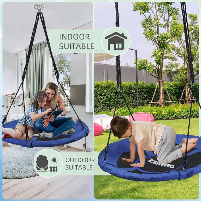 Сітчаста гойдалка ZERRO для дітей та дорослих, Ø120см, регульована висота, до 150кг (Блакитна)