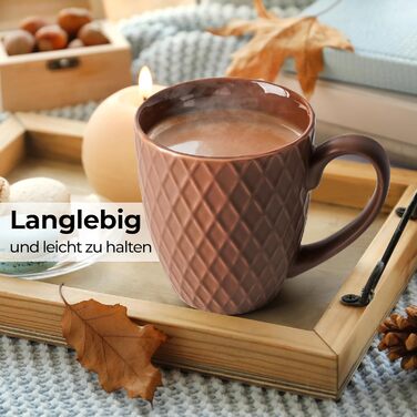 Набір кавових чашок Miamio Palmanova (бежевий) – 6 шт, 400 мл – сучасна кераміка, матова поверхня