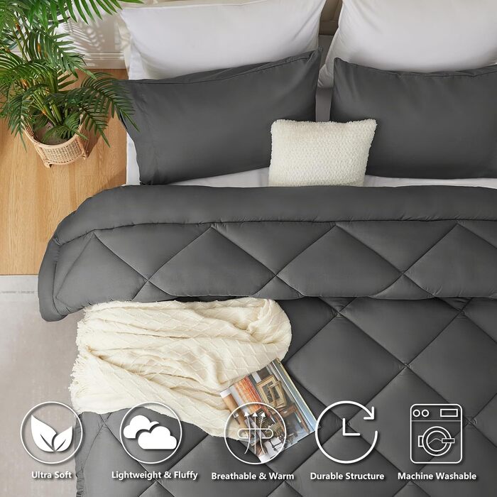 Ковдра CozyLux 200x200 см для всіх сезонів, ковдра з мікрофібри 300gsm, дихаюча, біла, 200 x 200 см