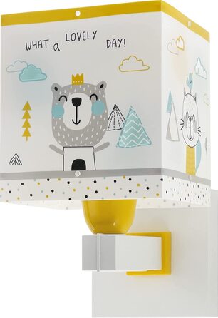 Дитяча настінна лампа із зображенням тварин: ведмедя, єнота, кролика, Привіт, маленький