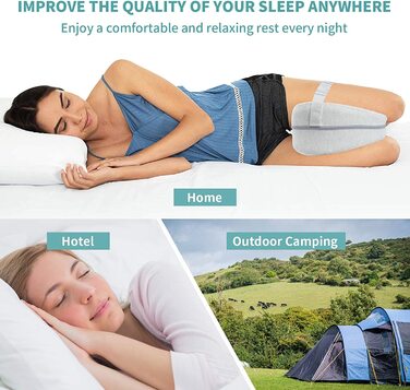 Ергономічна подушка між ніг для сну на боці CREATESTAR з ефектом пам'яті (Memory Foam), сіра, знімний чохол