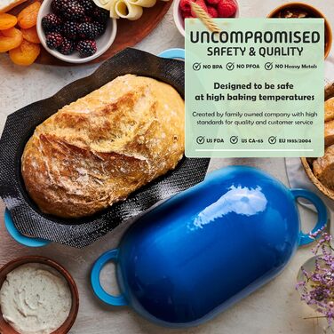 Набір для приготування хліба Artisan LoafNest: Форма для випікання з чавунного лиття та силіконовий вкладиш.