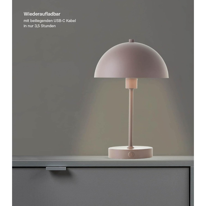 LED настільна лампа Mokebo® 'Leuchtturm' – бездротова, акумуляторна, диммер, USB-C, вінтажний квітковий горщик, тепліше світло, металева, для дому