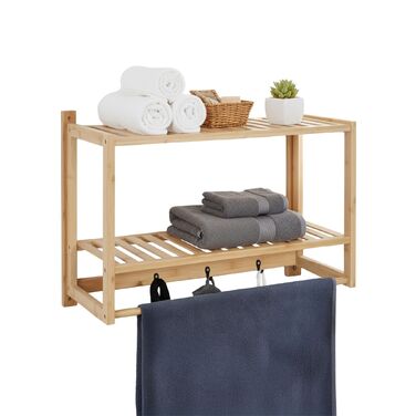 Поличка для ванної кімнати Relaxdays з гачками та тримачем для рушників