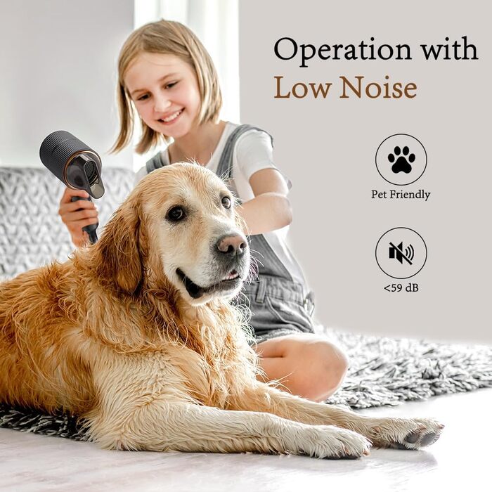 Компактний іонний фен для волосся 2000 Вт, складаний дорожній фен з дифузором та styling-насадкою, швидке сушіння, низький рівень шуму (Чорний)