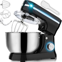 Кухонна машина Retoo 3-в-1 з нержавіючою чашею 6 л, 2000 Вт, 6 швидкостей, планетарний міксер, вінчик, гак для тіста, захист від бризок