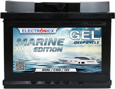 Гелева батарея 12 В 140 Ач Marine Edition технологія GEL, сонячна батарея для човна, автофургони, міцна надійна батарея для кемпінгу на човні Sola (80 Ач)