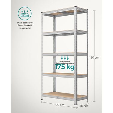 Стелаж для зберігання з 5 регульованими полицями - синій / 50 x 100 x 200 см / 1