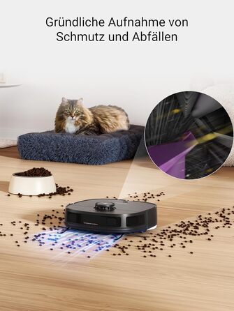 Робот-пилосос EUREKA J12 Ultra з функцією миття підлоги (самостійне очищення, миття та сушка), потужність всмоктування 5000Pa, обертова функція миття, Dual-LiDAR навігація, 3D уникнення перешкод, білий (чорний)