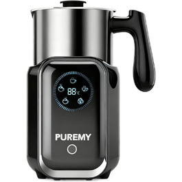 Електричний спінювач молока 5-в-1, 600 мл, з регулюванням температури, для лате, капучино, гарячого та холодного молока (сірий)