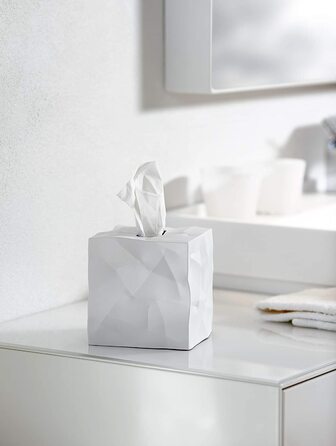 Коробка для косметичних серветок Essey Wipy Cube I, диспенсер для квадратних серветок, дизайнерська коробка для серветок, Біла, 13x13x13 см
