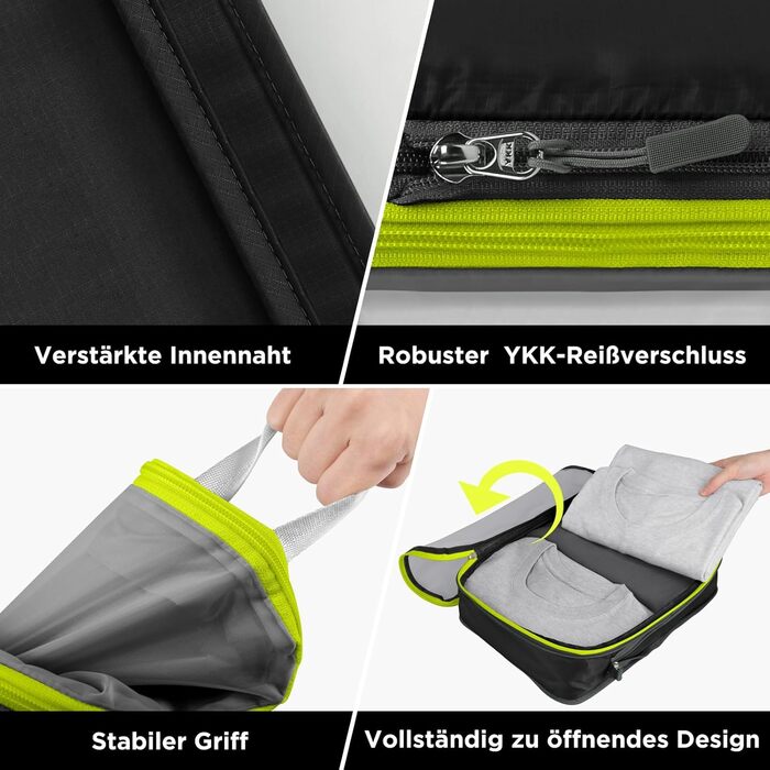 Набір органайзерів для подорожей Cipway: компресійні сумки для одягу та рюкзака, легкі сітчасті пакувальні куби (6 шт), чорний