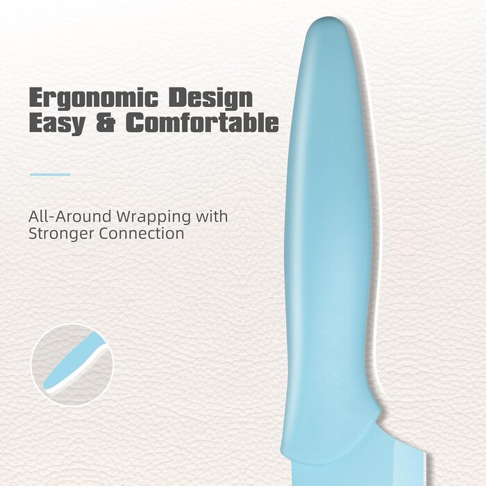 Набір кухонних ножів Katisun 16 предметів з японської сталі, з бруском для заточування, дощечкою та ножицями, кухонний набір для нарізки, шинкування та нарізання, безпечний для миття в посудомийній машині (14 ножів, синій/синій)