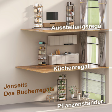 HOMCOM Полиця для книг, 5 ярусів, металева конструкція, поверхня з меламіну, коричнева