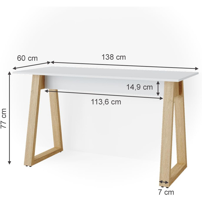 Письмовий стіл Vicco Nautica, білий/дуб, 138 x 60 см з шухлядами XL (письмовий стіл)