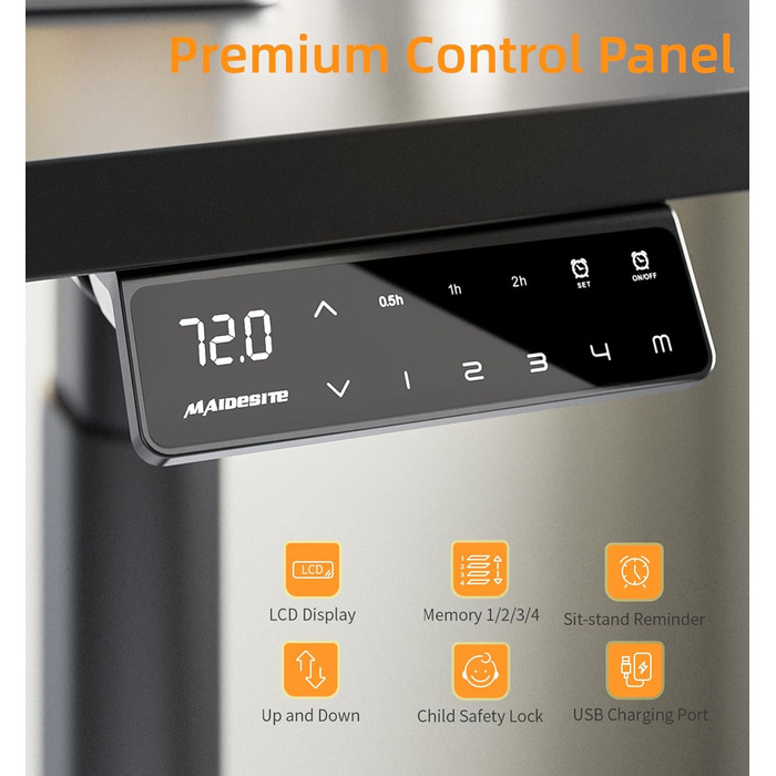 Електричний регульований стіл MAIDeSITe EL2 Pro Art з овальною основою, чорний. Підйом до 180 кг, 4 пам'яті, захист від зіткнень