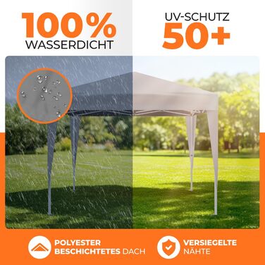 Павільйон Kronenburg Faltpavillon 3x3 м, водонепроникний, UV захист 50+, з 4 боковими частинами, колір шампань