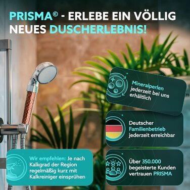 Насадка для душу PRISMA: 3 функції, фільтр, економія води, високий тиск, масаж, ручна лійка, 1 шт.