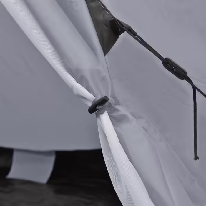 Намет vidaXL для 4 осіб, з кілочками та розтяжками, туристичний, сімейний, трекінговий, для пляжу, кемпінгу, UV-захист, сірий та оранжевий