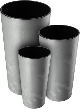 Набір горщиків KADAX (3 шт) з дерев'яною стружкою, сірий бетон, 19.25/30 см
