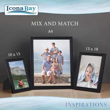 Рамка для фото Icona Bay 10x15 см (6 шт.), декоративні молдинги, сучасний набір, стіна/стіл, колекція Inspirations (13x18, чорний)