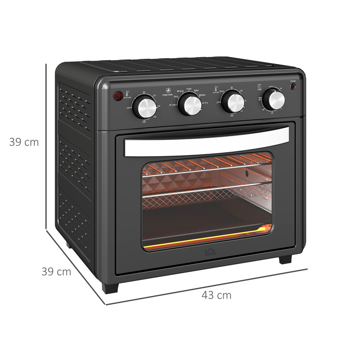 HOMCOM міні-піч з конвекцією, 90°C-230°C, 30л, міні-піч з деком для випічки, решіткою для гриля, піддоном для крихт, фритюрниця з гарячим повітрям з 7 режимами, кошиком для фритюру | Aosom