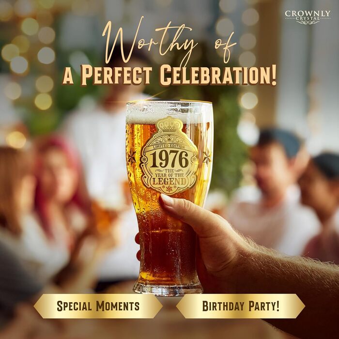 Пивний келих з гравіюванням 570 мл, 50 років, Персоналізований подарунок для чоловіка, тата, декор, безбарвний