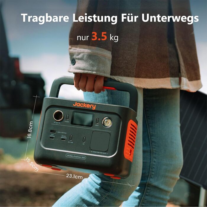 Jackery Explorer 240 v2: Сонячний генератор 256Wh LiFePO4 з 300W AC та 100W USB-C виходом для кемпінгу, подорожей та надзвичайних ситуацій (відновлений)