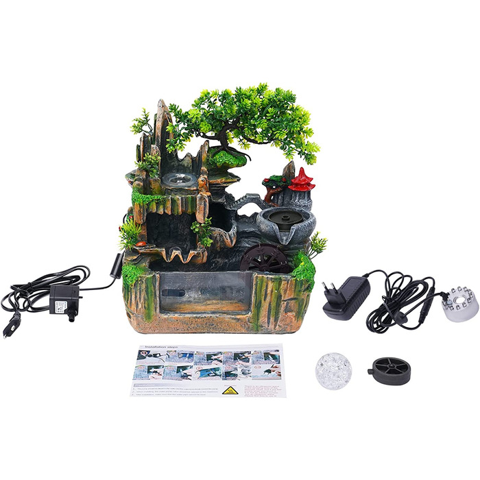 Кімнатний фонтан-водоспад з LED підсвіткою та ефектом туману, декоративний фонтан для дому та офісу