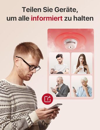 X-Sense комплект димових датчиків з базовою станцією SBS50 (6 шт.), сертифікований EN 14604, Wi-Fi, сумісний з додатком X-Sense Home Security, білий