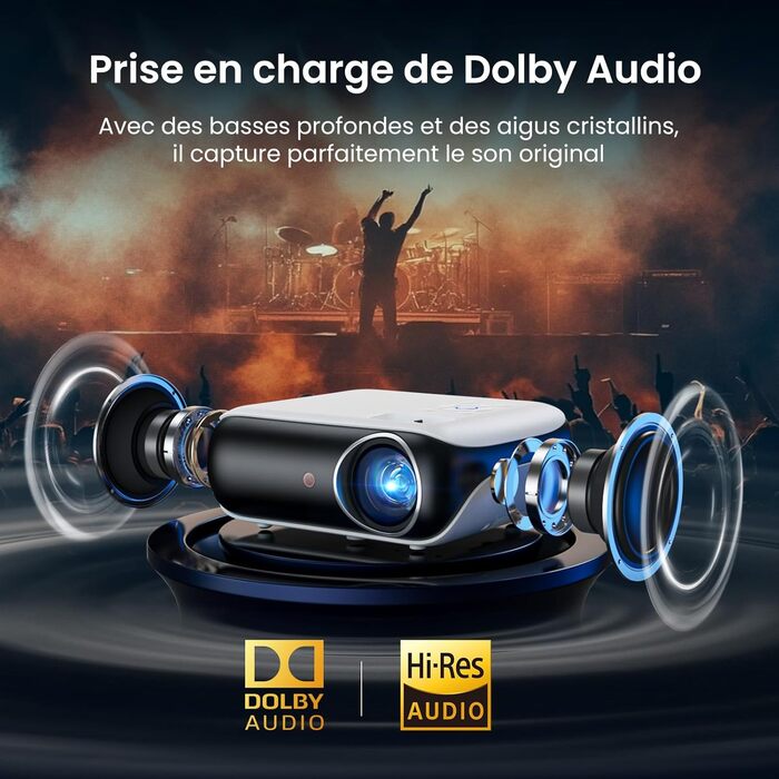 Портативний проєктор HAPPRUN Mini Beamer 4K з Bluetooth та Google TV: 4K, Full HD, HDMI, USB, AV, для кінотеатру вдома