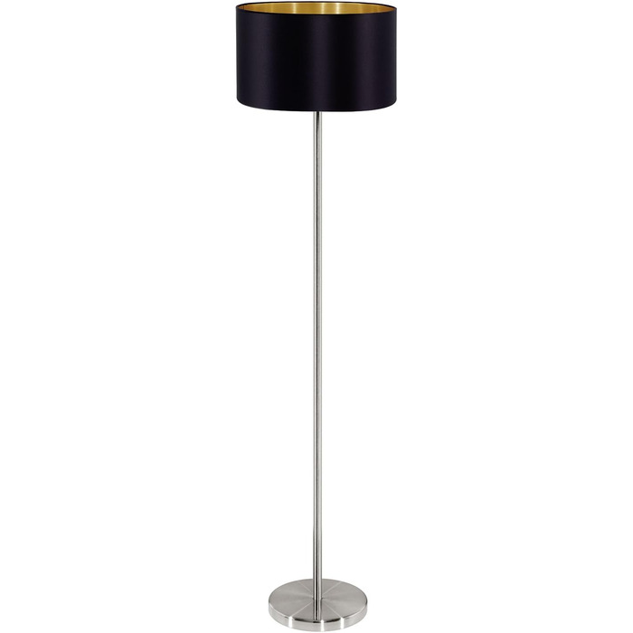 Підвісний світильник EGLO Maserlo, текстильний підвісний світильник на 2 полум'я, овальний підвісний світильник зі сталі та тканини, колір матовий нікель, чорний, золотий, цоколь E27, L 78 см (торшер)