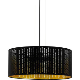 Настільна лампа EGLO Varillas, настільна лампа на 1 світло, приліжкова лампа зі сталі та текстилю, лампа для вітальні в чорному, золотому кольорі, лампа з вимикачем, розетка E27 (підвісний світильник на 3 світла)