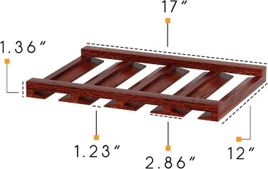 Настінна полиця для келихів Rustic State Eze, 4 секції, на 12 келихів, 30.5 см, махагон
