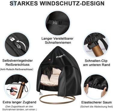 Чохол для гамака, 420D Oxford, водовідштовхуючий, з блискавкою та шнурком, захист від вітру (190x115cm, 230x200cm)