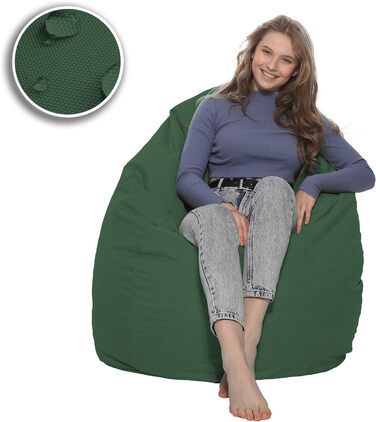 Подушка для підлоги Beanbag XXL для дорослих і дітей - підходить для ігор або відпочинку - в приміщенні та на вулиці, оскільки вона водонепроникна - з намистинами EPS, колір темно-зелений, розмір XL